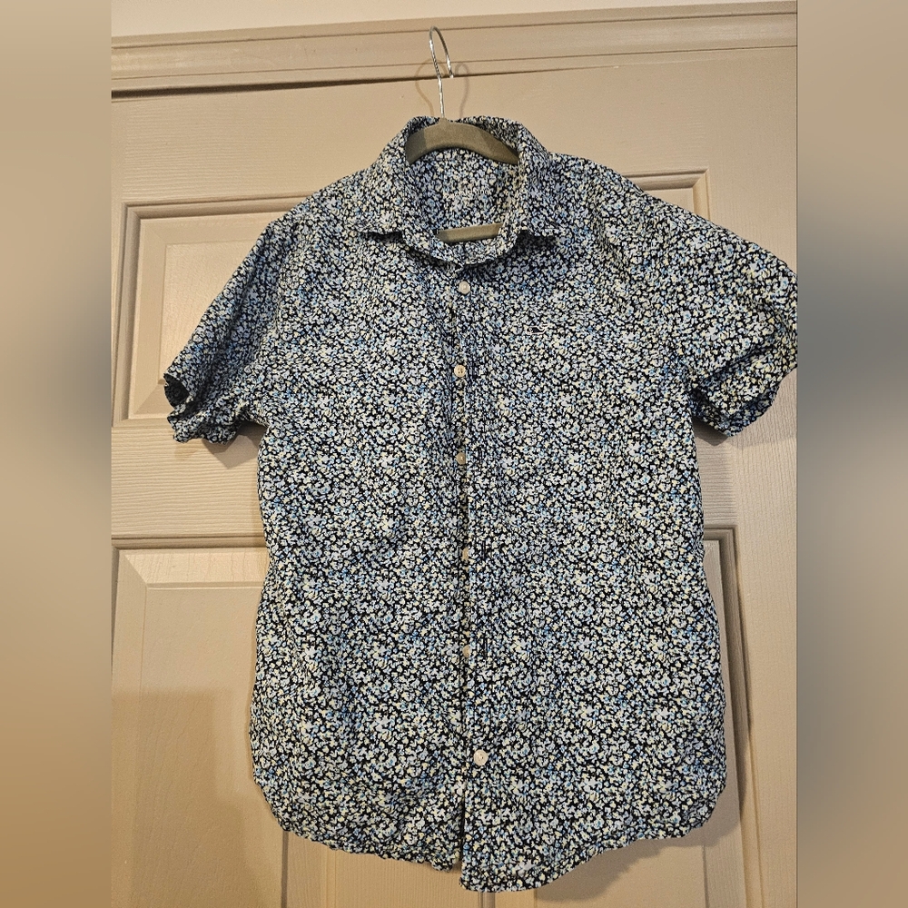 Kids Floral Button Down Shirt - Blue